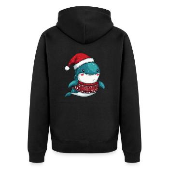 Wal Weihnachten - Unisex Premium Bio Zip Hoodie - Schwarz - Hinten - Nico (187cm)