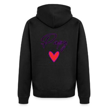 PAPY. PAPA. FÊTE DES PÈRES. BONNE FÊTE PAPA - Veste à capuche bio Premium Unisexe - noir - Dos - Nico (187cm)