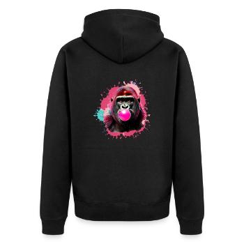 Gorille,graffiti,illustration,chewing-gum,bulle - Veste à capuche bio Premium Unisexe - noir - Dos - Nico (187cm)