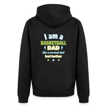 Papa Basketballer, Vatertagsgeschenk - Unisex Premium Bio Zip Hoodie - Schwarz - Hinten - Nico (187cm)