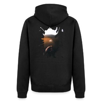 flower - Unisex Premium Organic Zip Hoodie - black - Back - Nico (187cm)