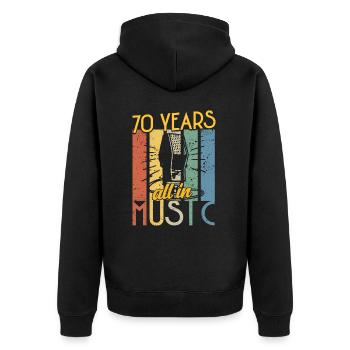 Vintage Musician 1954 70 Jahre Jubiläum - Unisex Premium Bio Zip Hoodie - Schwarz - Hinten - Nico (187cm)