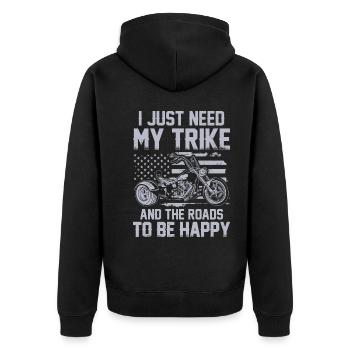 Trike - Unisex Premium Organic Zip Hoodie - black - Back - Nico (187cm)