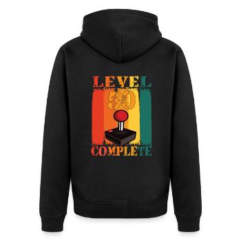 Level 50 Complete 50th Birthday 1974 Gift - Unisex Premium Organic Zip Hoodie - black - Back - Nico (187cm)