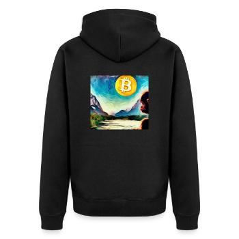 Ape exploring Crypto World - Unisex Premium Bio Zip Hoodie - Schwarz - Hinten - Nico (187cm)