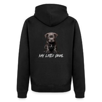 Blue Line Chien Pitbull Bébé Mon Petit Diable - Veste à capuche bio Premium Unisexe - noir - Dos - Nico (187cm)