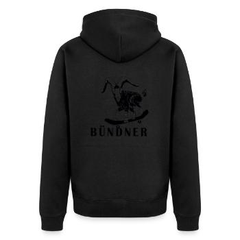 Bündner Steinbock Graubünden Grischa Grischun - Unisex Premium Bio Zip Hoodie - Schwarz - Hinten - Nico (187cm)