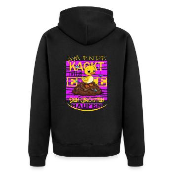 Duck poops ! - Unisex Premium Organic Zip Hoodie - black - Back - Nico (187cm)