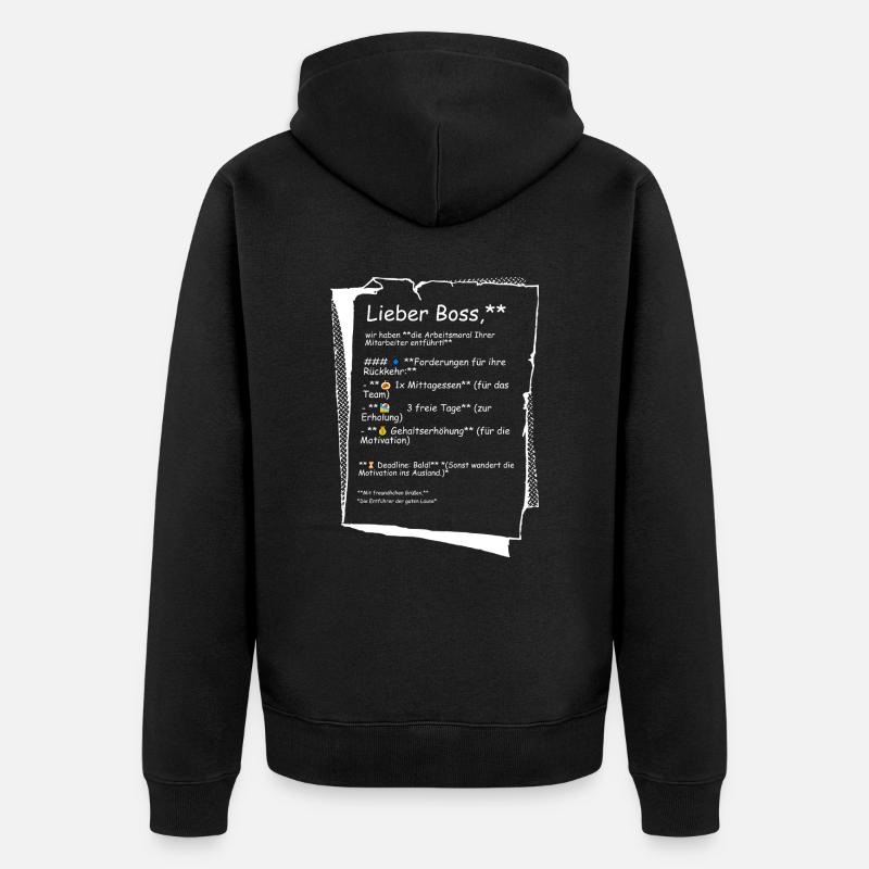 Éthique de travail - Veste à capuche bio Premium Unisexe - noir