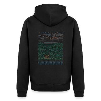 Fuchs & Wald (Landschaft) - Unisex Premium Bio Zip Hoodie - Schwarz - Hinten - Nico (187cm)