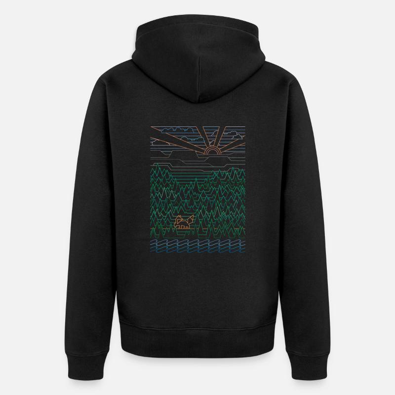 Fuchs & Wald (Landschaft) - Unisex Premium Bio Zip Hoodie - Schwarz