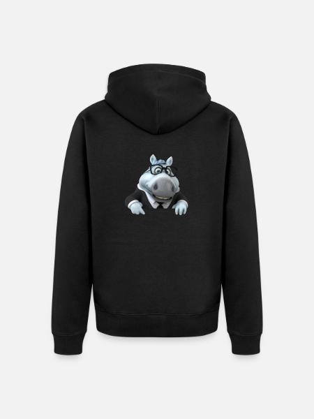 Illustration einer lustigen Pferdebüste - Unisex Premium Bio Zip Hoodie - Schwarz