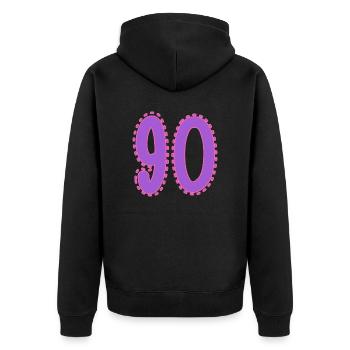 90. 90 ANS. 90e ANNIVERSAIRE. ANNIVERSAIRE 90 ANS. - Veste à capuche bio Premium Unisexe - noir - Dos - Nico (187cm)