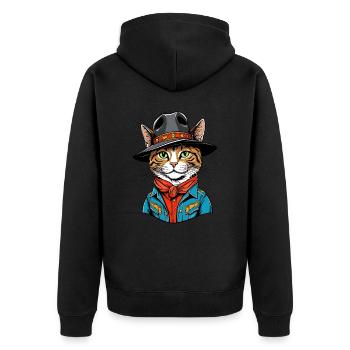 Chat mignon cow-boy - Veste à capuche bio Premium Unisexe - noir - Dos - Nico (187cm)