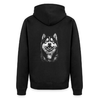 Alaskan Malamute Portrait Dog Dog - Unisex Premium Organic Zip Hoodie - black - Back - Nico (187cm)
