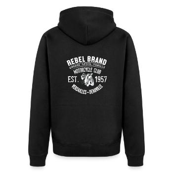 Oldtimer-Motorradfahrer - Unisex Premium Bio Zip Hoodie - Schwarz - Hinten - Nico (187cm)