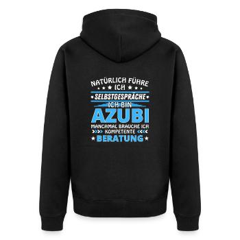 Ich führe Selbstgespräche - Azubi Edition blau - Unisex Premium Bio Zip Hoodie - Schwarz - Hinten - Nico (187cm)