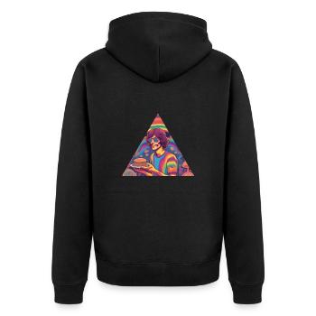 FOOD-DUDE by AUDLA - Unisex Premium Bio Zip Hoodie - Schwarz - Hinten - Nico (187cm)