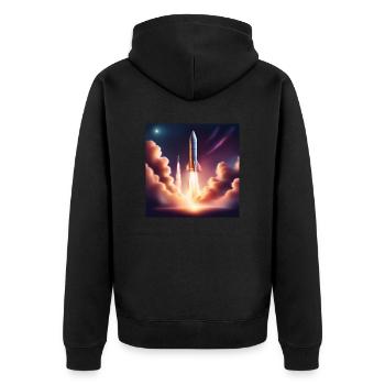 Apollo I - Unisex Premium Bio Zip Hoodie - Schwarz - Hinten - Nico (187cm)