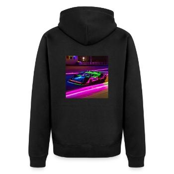 Neon Racer - Unisex Premium Organic Zip Hoodie - black - Back - Nico (187cm)
