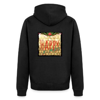 Frohe Weihnachten mit Davidstern Design - Unisex Premium Bio Zip Hoodie - Schwarz - Hinten - Nico (187cm)