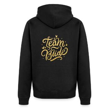 Feier den Junggesellinnenabschied im "Team Bride" - Unisex Premium Bio Zip Hoodie - Schwarz - Hinten - Nico (187cm)