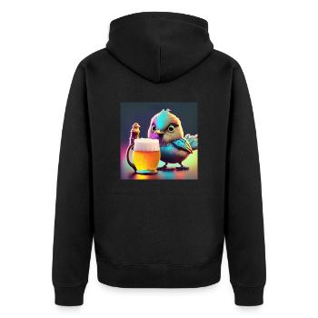 with a pint - Unisex Premium Organic Zip Hoodie - black - Back - Nico (187cm)