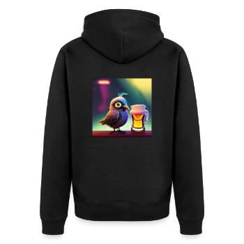with a beer - Unisex Premium Organic Zip Hoodie - black - Back - Nico (187cm)