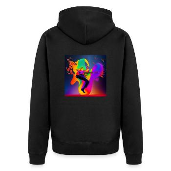 Lass es klingen - Unisex Premium Bio Zip Hoodie - Schwarz - Hinten - Nico (187cm)