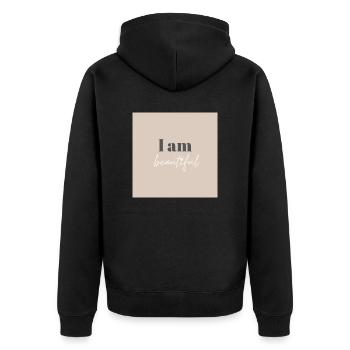 I am beautiful - Unisex Premium Bio Zip Hoodie - Schwarz - Hinten - Nico (187cm)
