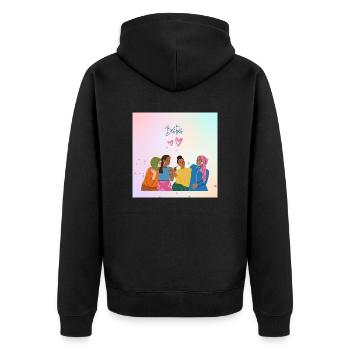 International Friendship Day Girls - Unisex Premium Bio Zip Hoodie - Schwarz - Hinten - Nico (187cm)