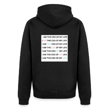 I AM THE CEO OF MY LIFE - Unisex Premium Bio Zip Hoodie - Schwarz - Hinten - Nico (187cm)