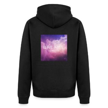 Dreams come true. - Unisex Premium Bio Zip Hoodie - Schwarz - Hinten - Nico (187cm)