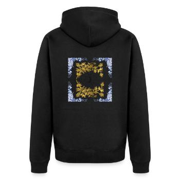 Blumen - Unisex Premium Bio Zip Hoodie - Schwarz - Hinten - Nico (187cm)