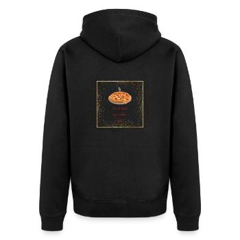 Pizza - Unisex Premium Bio Zip Hoodie - Schwarz - Hinten - Nico (187cm)