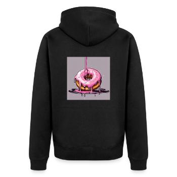 Donut 1 - Unisex Premium Bio Zip Hoodie - Schwarz - Hinten - Nico (187cm)
