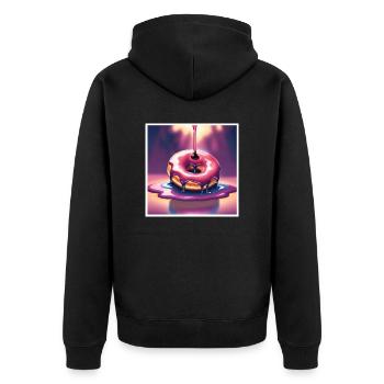 Donut 3 - Unisex Premium Bio Zip Hoodie - Schwarz - Hinten - Nico (187cm)