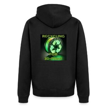 RECYCLING for 3D Print- Motif 01 - Unisex Premium Organic Zip Hoodie - black - Back - Nico (187cm)