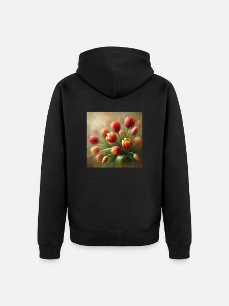 Esthétique Tulipes Fleurs - Veste à capuche bio Premium Unisexe - noir