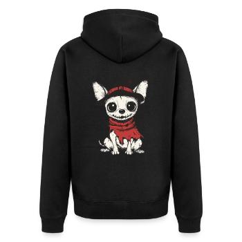 Chihuahua Hund Halloween Zombie - Unisex Premium Bio Zip Hoodie - Schwarz - Hinten - Nico (187cm)