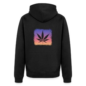 Weed, Kiffen, Kiffer, Stoner - Unisex Premium Bio Zip Hoodie - Schwarz - Hinten - Nico (187cm)