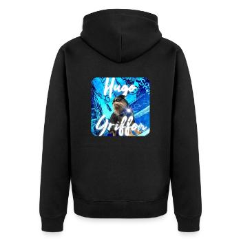 HuggieGriffon Blue Square - Unisex Premium Organic Zip Hoodie - black - Back - Nico (187cm)
