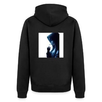SWS MIDNIGHT - Unisex Premium Bio Zip Hoodie - Schwarz - Hinten - Nico (187cm)
