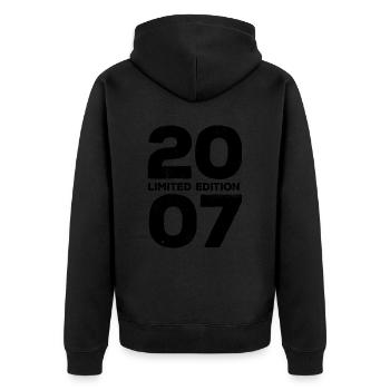 2007 Édition Limitée - Cadeau d’anniversaire - Veste à capuche bio Premium Unisexe - noir - Dos - Nico (187cm)