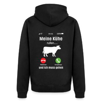 Kühe rufen Landwirt Bauer Geschenkidee Kuh lustig - Unisex Premium Bio Zip Hoodie - Schwarz - Hinten - Nico (187cm)
