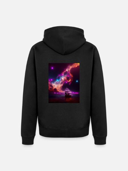 Vaisseau pirate dans l’espace - Veste à capuche bio Premium Unisexe - noir