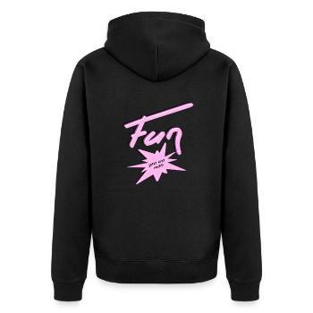 Fun muss sein! Spaß ist was ihr draus macht... - Unisex Premium Bio Zip Hoodie - Schwarz - Hinten - Nico (187cm)