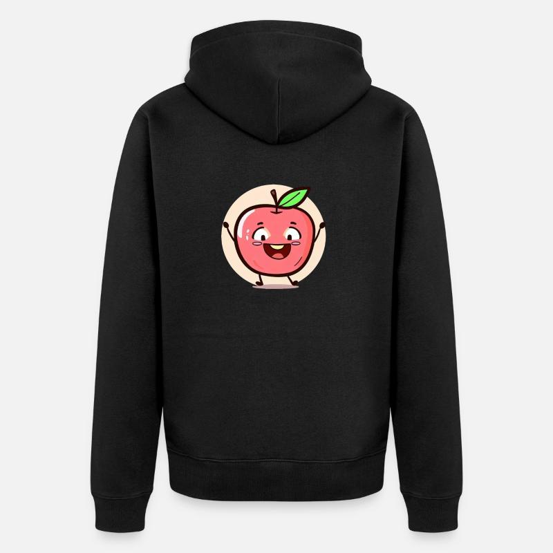 Fröhlicher Apfel - Unisex Premium Bio Zip Hoodie - Schwarz