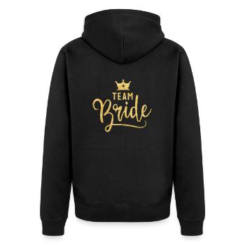 Bachelor party style: "Team Bride" in radiant gold! - Unisex Premium Organic Zip Hoodie - black - Back - Nico (187cm)