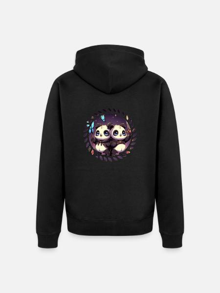 Niedliche Panda Babys - Unisex Premium Bio Zip Hoodie - Schwarz